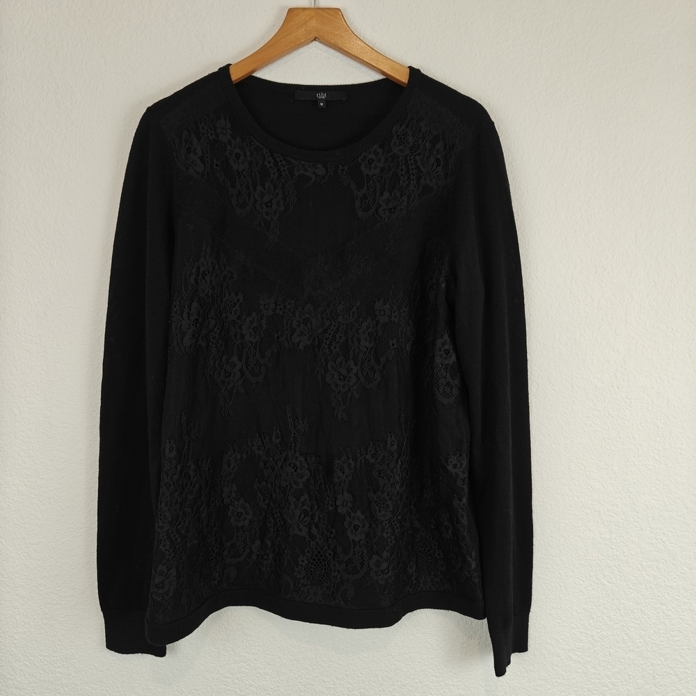 Tibi New York Wool Mesh Lace Light Weight Sweater Size Medium